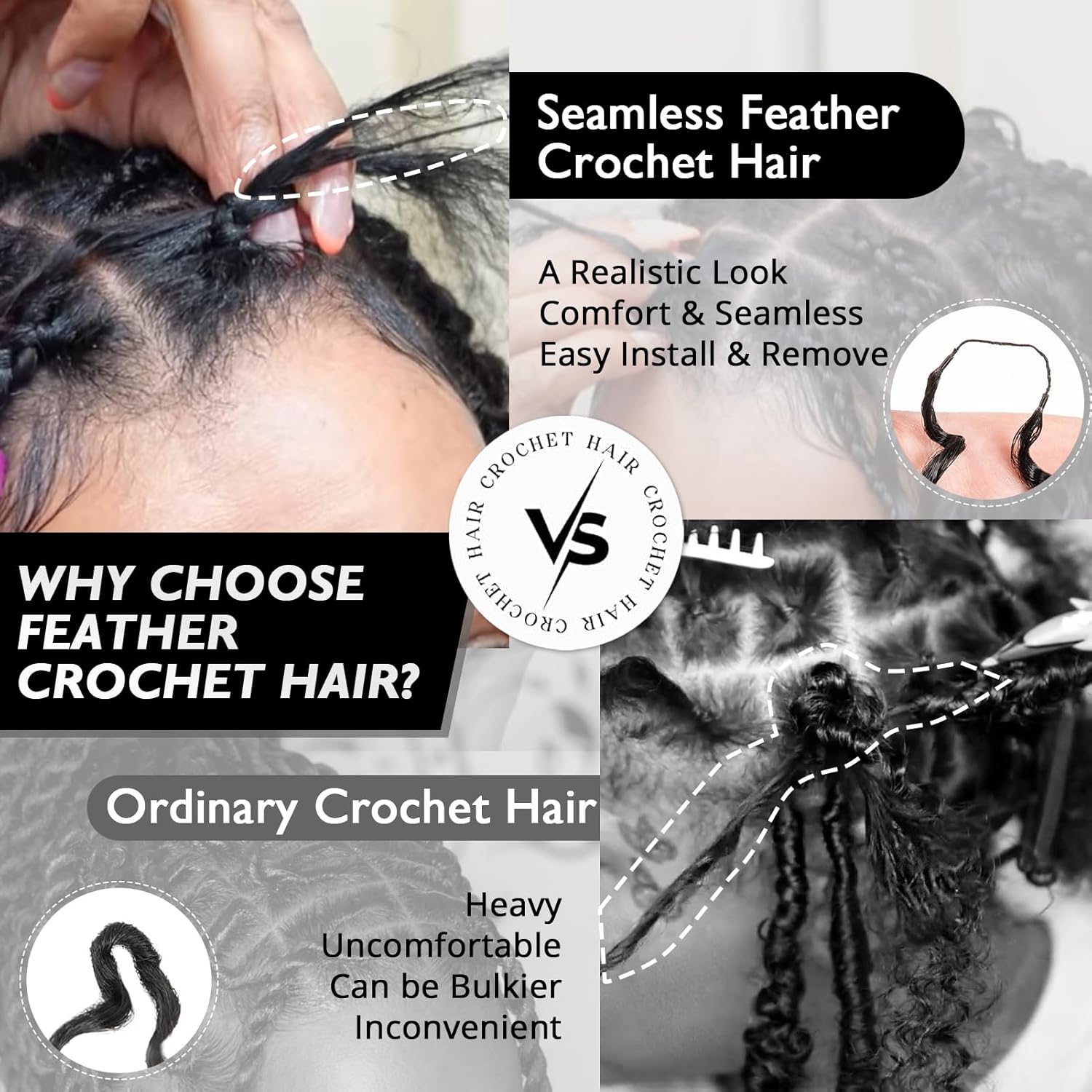 100% Human Hair Feather Croche - Hair Care Curly Hair review and price